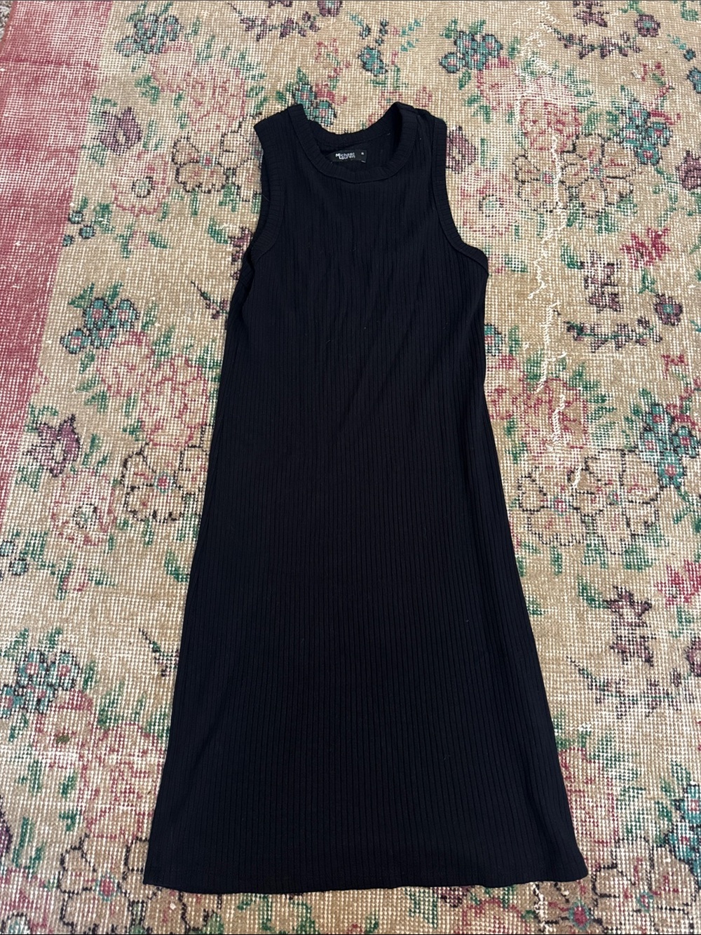 Michael Lauren Black Ribbed Sleeveless Midi Dress